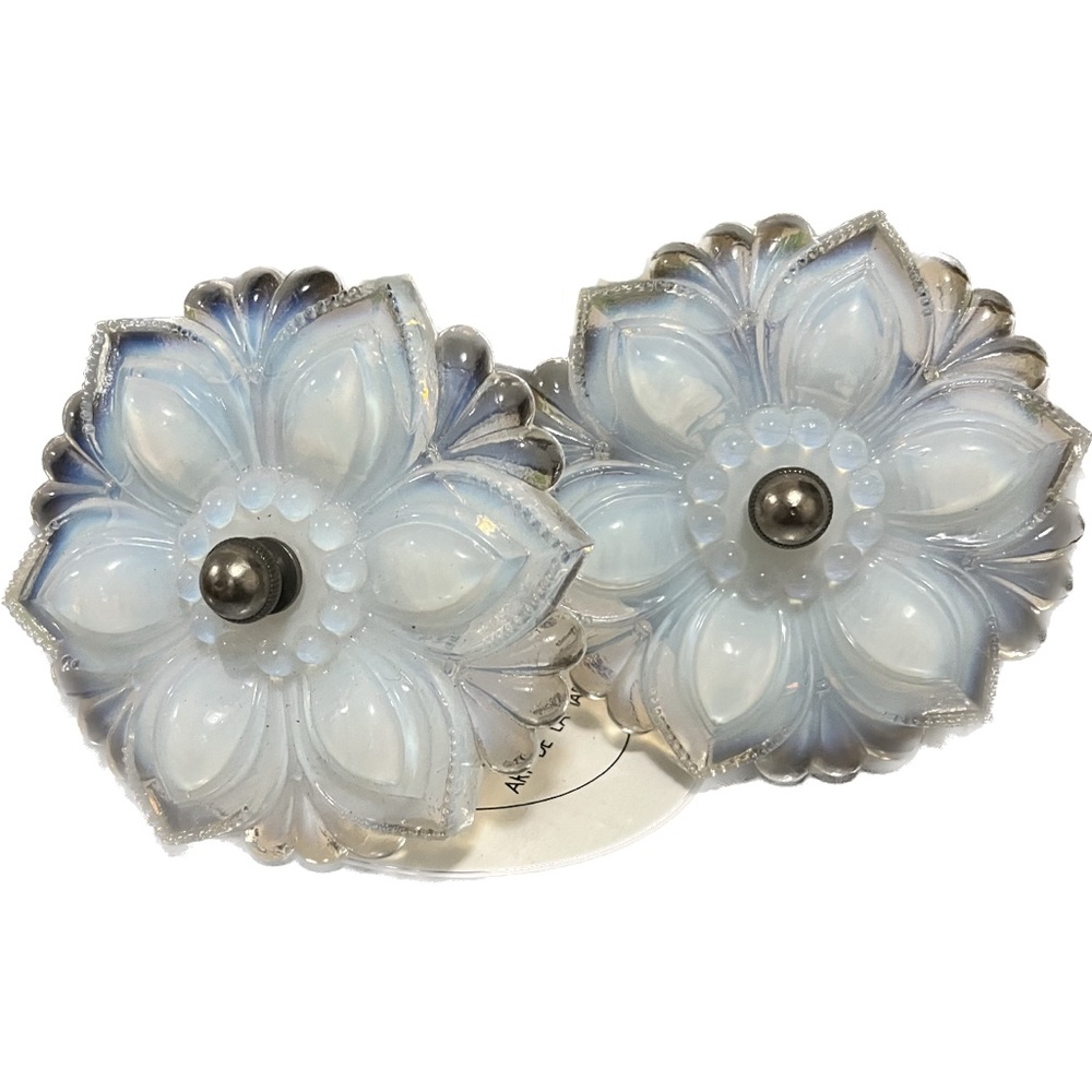 ART DECO OPALESCENT GLASS CURTAIN or DRAPES TIE BACKS/HARDWARE.